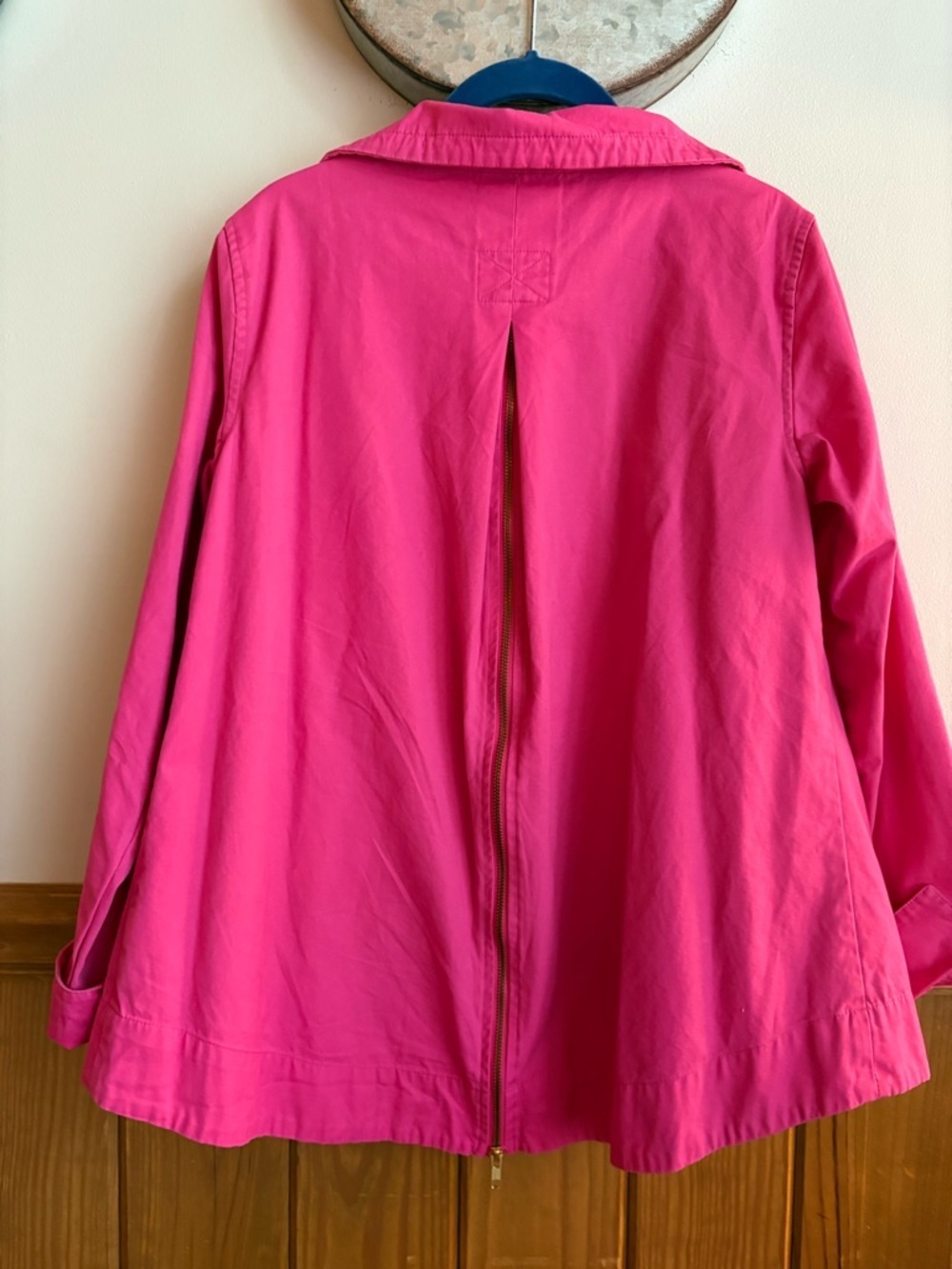 Crown & Ivy S Pink Lightweight Jacket, 100% cotton, navy & white interior piping - Picture 5 of 6